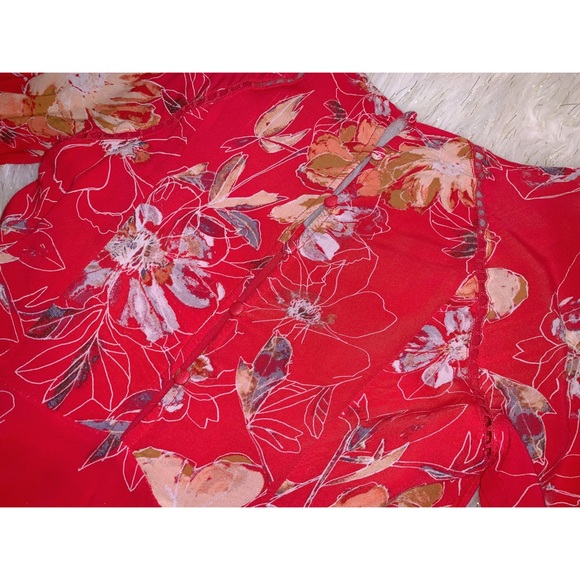 FREE PEOPLE Red Floral Boho Mini Dress - Picture 3 of 4